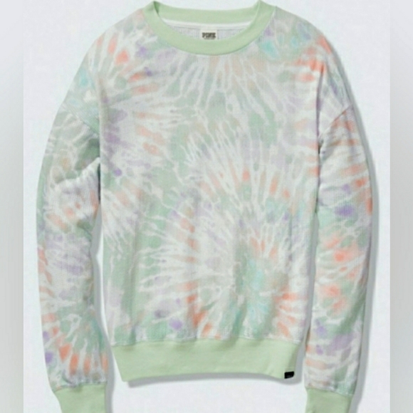 💚Tie Dye Mesh Slouchy Over-sized Crew Top💚 - Picture 2 of 4